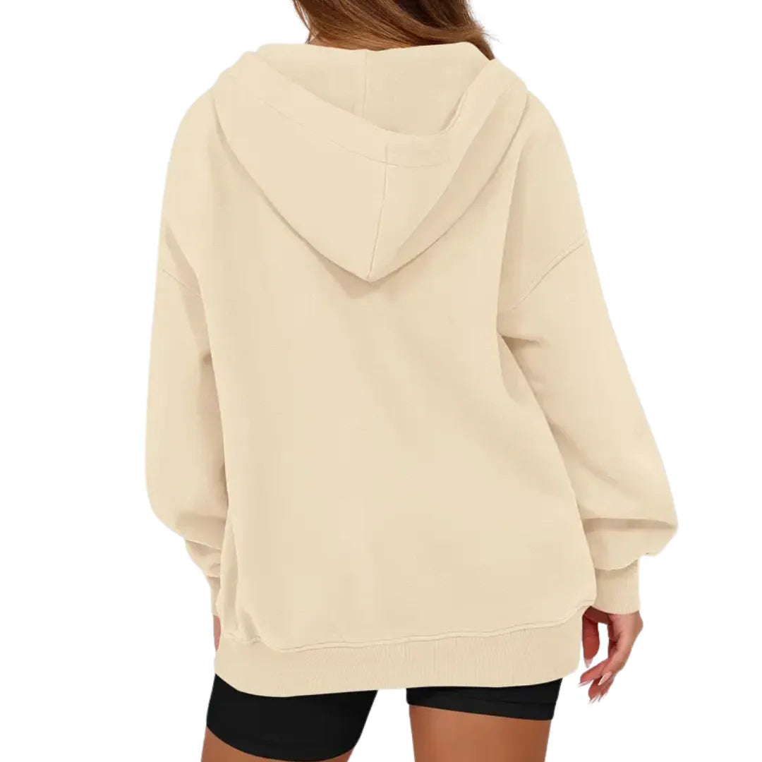 Women’s V-Neck Oversized Hoodie with Ribbed Cuffs