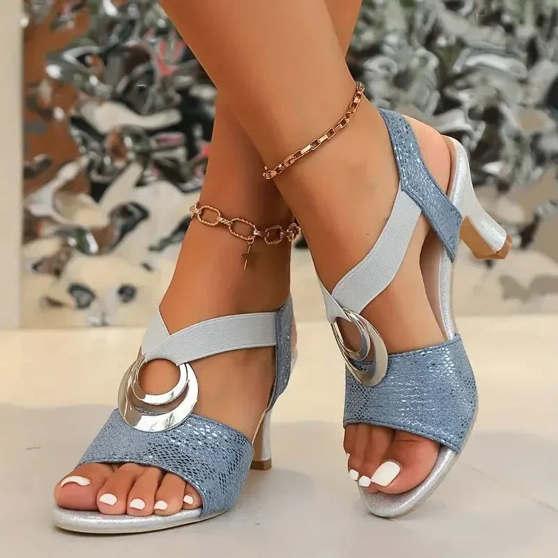 Women's Kitten Heel Dressy Sandals with Arch Support and Cushioned