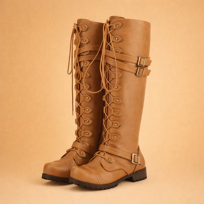 Women’s Casual Lace Up Boots with Buckle