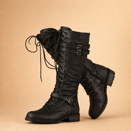 Women’s Casual Lace Up Boots with Buckle