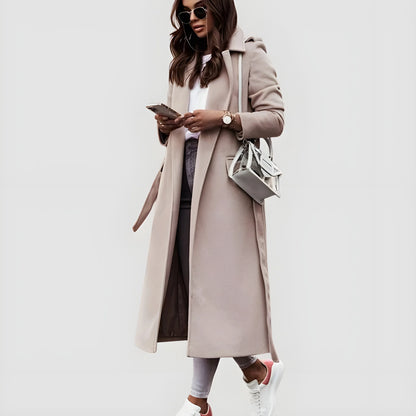 Women’s Casual Long Coat with Belted Waist