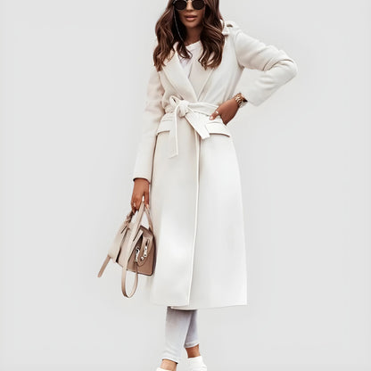Women’s Casual Long Coat with Belted Waist