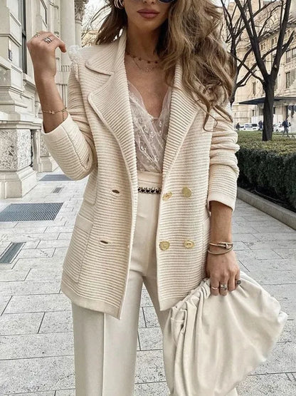 Women’s Casual Soft Jacket with Double-Breasted