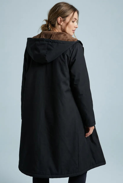 Women’s Long Black Winter Coat with Hood