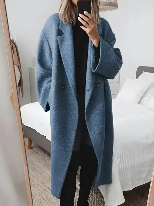 Women’s Long Casual Coat with Double-Breasted