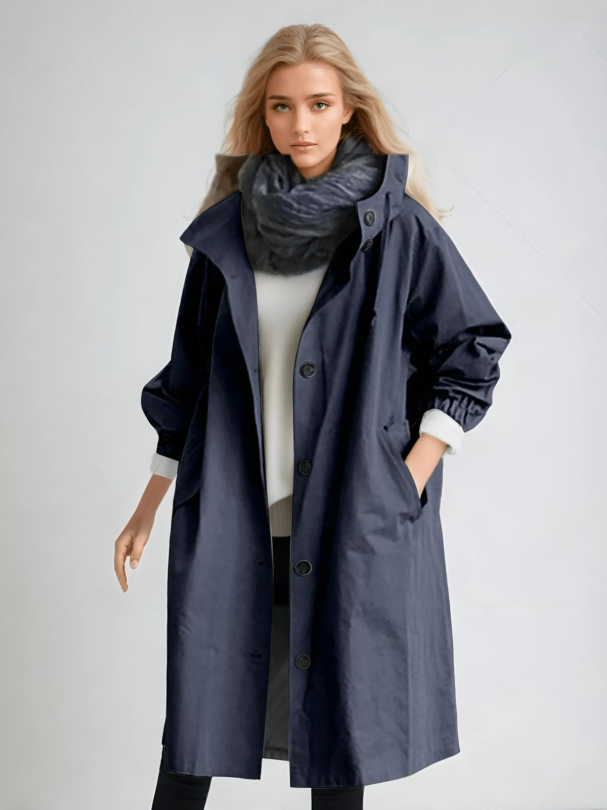 Women’s Long Casual Coat with Pockets