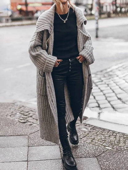 Women’s Longline Casual Coat with Pockets
