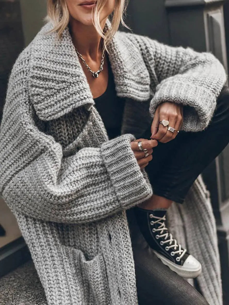 Women’s Longline Casual Coat with Pockets