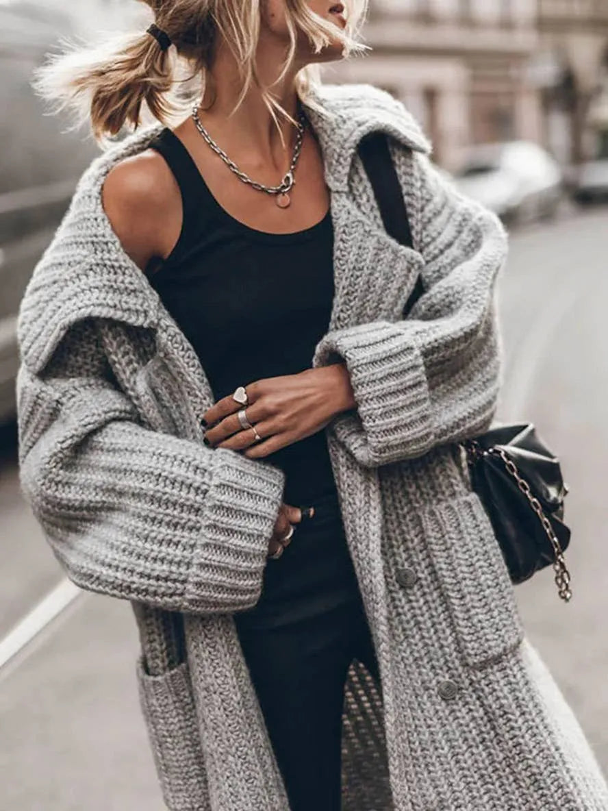 Women’s Longline Casual Coat with Pockets
