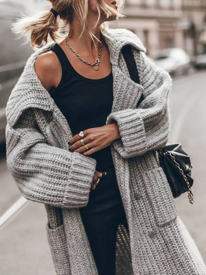 Women’s Longline Casual Coat with Pockets