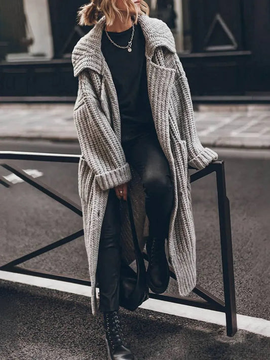 Women’s Longline Casual Coat with Pockets
