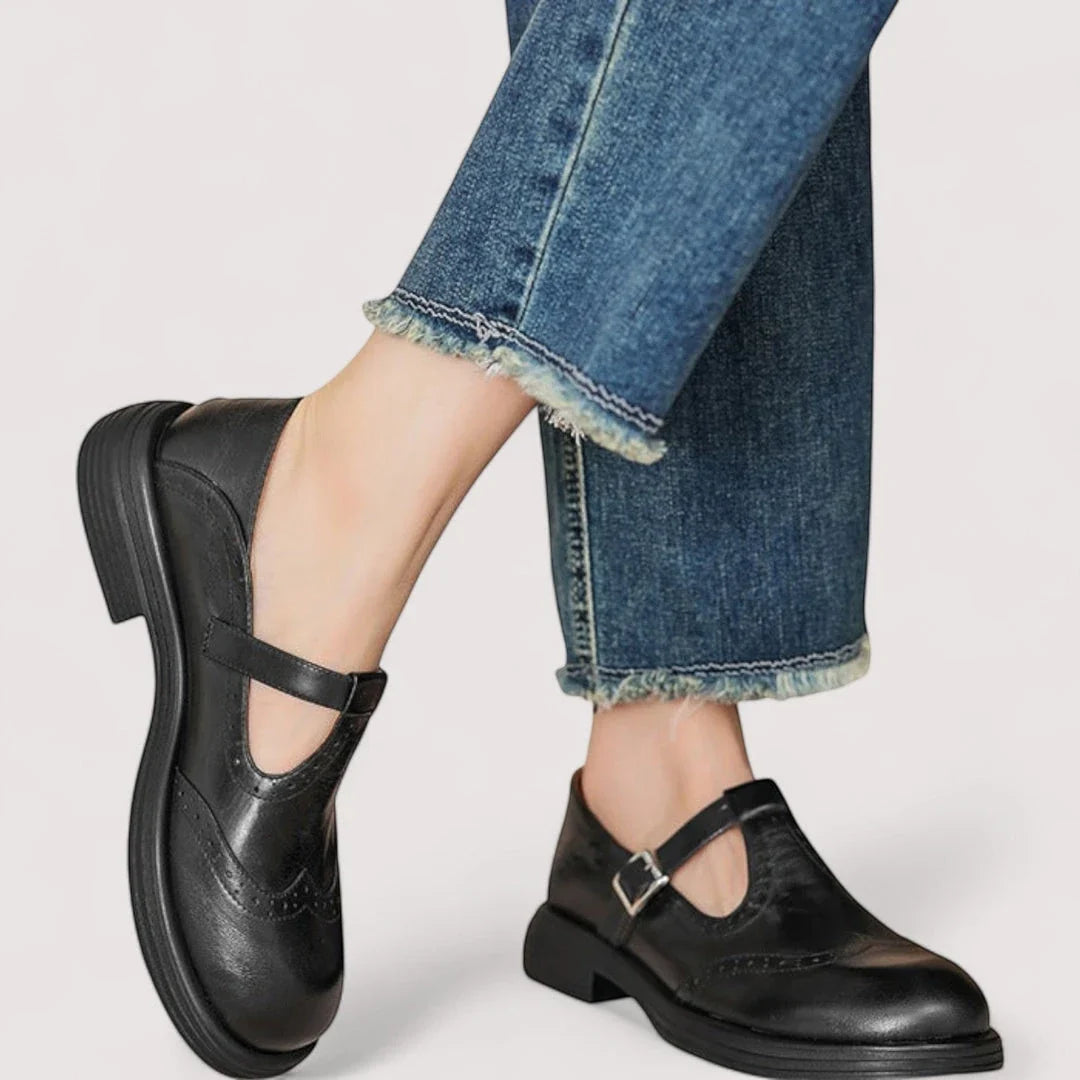 Women's Strappy Slip On Mary Jane Shoes with Slip Resistant Sole and Cushioned Insole